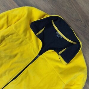 Vintage Lands End Womens 1X Fleece Jacket Full Zip Yellow Navy Mock Neck 16W-18W